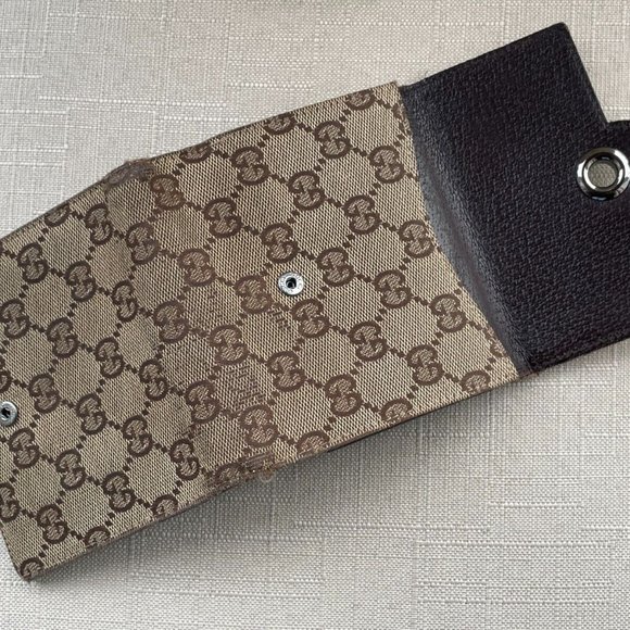 Gucci Women Wallet Card Holder Billfold Brown Leather GG Canvas Made in Italy - Picture 4 of 12